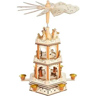 Brubaker Weihnachtspyramide 3-stöckig drehbar aus Holz BRUBAKER Deko Weihnachtsbaum - Braun