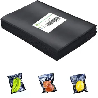 CANLENPK 20x30cm/8x12 Zoll Vakuumiertasche,Schwarze Rückseite Transparente Vorderseite,Versiegeln Mahlzeit,Snacks,Fruchtnüsse,Hitzegefrieren Vakuum Versiegeln Lebensmittelbeutel (50 STÜCK)