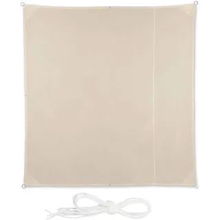 Relaxdays Sonnensegel quadratisch 200 x 200 cm beige