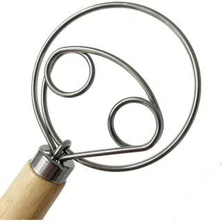 Axpdefi 13-Zoll-Brotteig-Schneebesen, Double Eyes Edelstahl-dänischer Teig-Schneebesen, Eierschläger Mit Holzgriff, Brotteigmischer-Zubehör-Werkzeug Für Die Küche