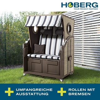 Hoberg 2-Sitzer-Strandkorb mit Bullaugen | 120 x 80 x 160 cm