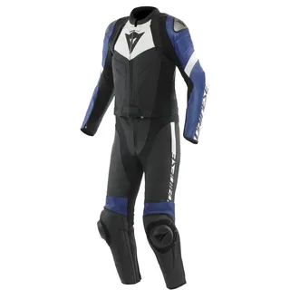 Dainese Avro 4 2-Teiler Motorrad Lederkombi, schwarz-weiss-blau, Größe 58 für Männer