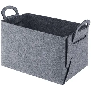 Filz Aufbewahrungskorb für Holz,40x30x24cm große geschenkkorb leer, faltbarer filzkorb mit zwei weichen Griffen, für Kleidung, Picknick, Schlafzimmer, Schränke, Holz und Kinderspielzeug(dunkelgrau)