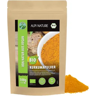 Kurkuma Pulver BIO 500g von Alpi Nature, bio Kurkumapulver für Goldene Milch und Kurkuma Latte