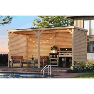 Pavillon Holz Holzpavillon Grillpavillon Grillküchenunterstand 453x231cm AKTION