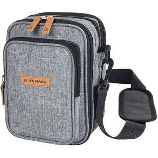 Elite Bags - FIT EVO Diabetiker-Tasche | grau bitone | geräumig | für längere Reisen | Abnehmbarer Schultertragegurt | Gürtelschlaufe an der Rückseite
