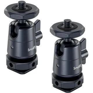 SMALLRIG mini Ball Head mit 1/4"-Schraube & Abnehmbarer Schuhhalterung | 360 Grad drehbarer Aluminium-Stativkopf für Kamerastative, Einbeinstative, Camcorder, max. Belastung 1,5kg (2 Pack) - 2948B