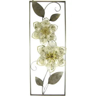 Bild I.GE.A. "Metallbild Blumen Blätter Blume Wanddeko Wandskulptur Bild 3D Blüten", beige (farbe bild(er): creme), B:29cm H:74cm, Metall, Bilder, Bild, Skulptur Wanddeko Deko Terrassendeko Wandrelief Abstrakt
