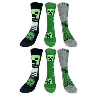 Minecraft Freizeitsocken MINECRAFT Kindersocken Jungen + Mädchen 6 Paar Gr.27/30 35/38 39/42 Minecraft Socken Kinder Jugendliche Jungen Mädchen 31/34