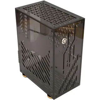 Elprico ITX-Gehäuse, 4,3 L, 360-Grad-Kühlung, Gepolsterte Fußpolster, Micro-ATX-Tower, PC-Gehäuse für Flex 1U Power 2,5 Zoll SSD (Black)