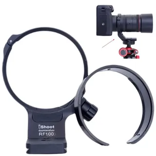 iShoot Objektivhalsband-Stativhalterungsring, kompatibel mit Canon RF 100 mm f/2.8L Makro IS USM, Objektivstütze, Halterung unten ist Arca-Swiss Fit Schnellwechselplatte für