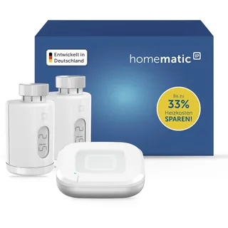 Homematic IP Access Point 2 + 2X Heizkörperthermostat – Pure, Smart Home, digitaler Thermostat Heizung, Steuerung per App, Alexa, Google Home, einfache Installation, Energie sparen