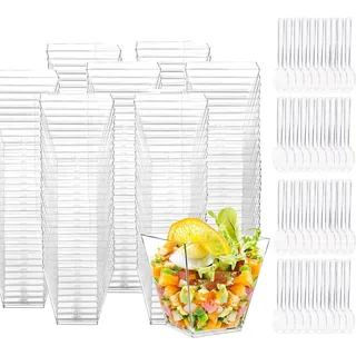 Dessertbecher, 100 Stück 2oz/60ml Desserttasse Mini Dessertschalen Wiederverwendbar für Mousse,Pudding,Eiscreme,Dessert Party,Picknick,Weihnachtsfeier