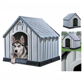 vidaXL Hundehütte Grau 92x87x91 cm Kunststoff