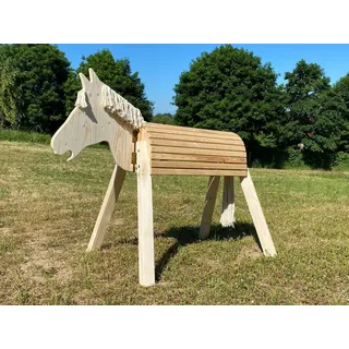 Dein Holzpferd Holzpferd Wolle, Holzpferd mit weicher Baumwollmähne, mit weicher Baumwollmähne beige 90 cm