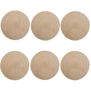 6er Set Tischsets, Platzset Rund, Tischuntersetzer Abwaschbar Platzteller Untersetzer Teller Platzsets Boho Weben Hitzebeständige Tischset Rund Rutschfest Platzdeckchen (Khaki,30cm)