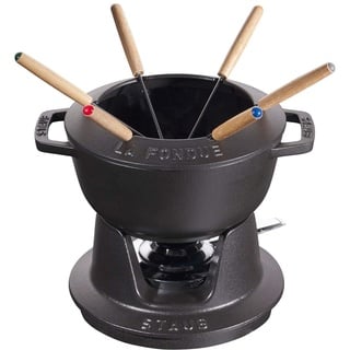 Staub Fondue Set mit 6 Gabeln, Gusseisen, 18 cm, Schwarz