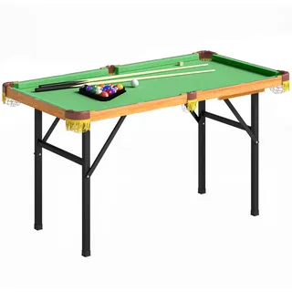 SPORTNOW Billardtisch Klappbar Mini Pool Billiard Tisch mit 2 Queues 16 Bällen Kreide Dreieck, Bürste Zubehör Tischbillard Pooltisch Tischspiel Billardtische für Kinder Erwachsene 120 x 63 x 73,5 cm   Aosom