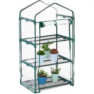 Relaxdays Foliengewächshaus Kunststoff Grün PVC-Folie 3 Etagen 0,64 m2