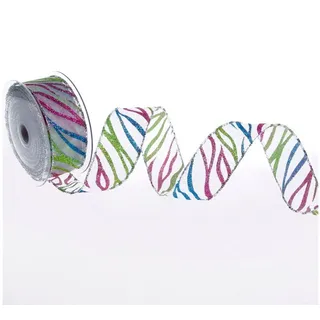 Deko AS Geschenkband Weihnachtsband "Glitter Waves"- transparent-bunt - 40mm - 10m - 90153