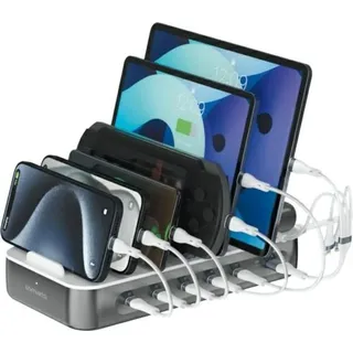 4smarts Ladestation Team 100W 5C/1A inkl. 6 Kabel, spacegrau