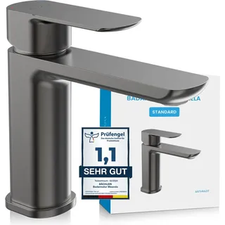 Bächlein Badarmatur Mizarela in klassischem Design, Einhebelmischer mit langlebiger Keramikkartusche und Montage-Set, Bad Wasserhahn Anthrazit - f...