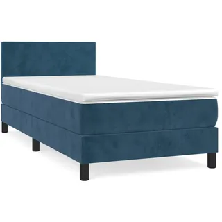 Boxspringbett mit Matratze Dunkelblau 100x200 cm Samt - Blau/Dunkelblau