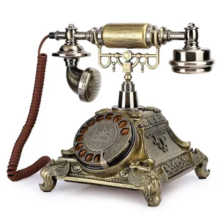 Kabelgebundenes Festnetztelefon, Altmodisches Antikes Vintage-Telefon Klassisches Europäisches Plattenspieler-Zifferblatt Retro-verdrahtetes Telefon für Home-Office-Dekor