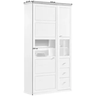 hom'in Vitrine CAMRON 110 x 43 x 209 cm Grau/Weiß