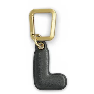 UNTAGS - Charm Buchstabe L - Material mit Ledereffekt - Inklusive Goldener Metallschnalle - Schwarz