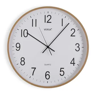 Versa Leise, dekorative Wanduhr für Küche, Wohnzimmer oder Esszimmer – gut lesbar, 50 x 5,2 x 50 cm, MDF-Holz, helle Holzfarbe