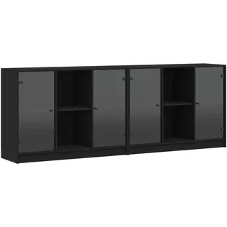 vidaXL Bücherschrank mit Türen Schwarz 204x37x75 cm Holzwerkstoff