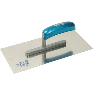 HAROMAC Glättekelle Made in Germany, 280x130x0,7mm,rostfreier Edelstahl, Blauer Holzgriff, Profiqualität, Glätter, Traufel, Glättscheibe