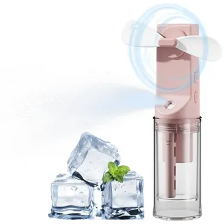 Senmudi Handventilator Tragbarer Mini Ventilator, Wiederaufladbar, Kleiner Taschenventilator, 4 Modi Und USB Ventilator Akku Aufladbar Mit Wassernebel Für Reisen rosa