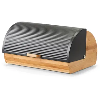Zeller Brotkasten Bambus/Metall 19 cm x 27 x 39 cm Schwarz-Natur