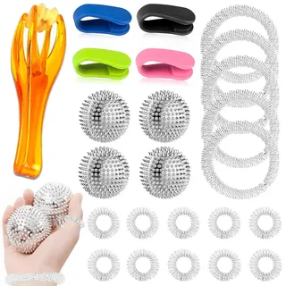 Skills Set, 4 Igelball Massageball, 4 Akupressur Clip, 10 Akupressur ring, 5 Massage Armbänder mit Fingermassagegerät, Skills Borderline Set, Skills Panikattacken, Panikattacken Hilfsmittel