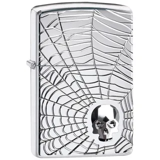 ZIPPO – Gold Skull Design - High Polish Chrome, Armor – Sturmfeuerzeug, nachfüllbar, in hochwertiger Geschenkbox