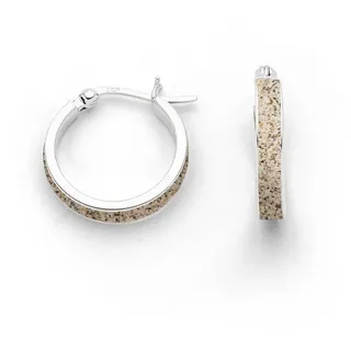 DUR Paar Creolen O5544 925 Silber Strandsand 18,5 mm maritime Ohrringe rhodiniert
