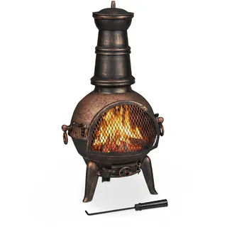 Relaxdays Terrassenofen Ø 38 cm Bronze