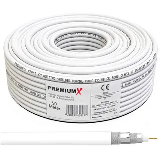 PremiumX 50m PROFI Koaxialkabel KUPFER 135dB 4-Fach SAT Antennenkabel Koax-Kabel DVB-S | S2 DVB-C DVB-T BK Anlagen Satellitenkabel