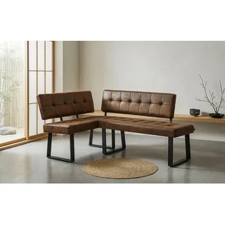B&D home Eckbank AKA (2-St), beidseitig montierbar, gepolstert, mit Rückenlehne, verschiedene Maße braun 156 cm x 86 cm x 120 cm