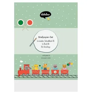 dabelino Liniertes Briefpapier-Set für Kinder: Eisenbahn/ Zug (für Mädchen und Jungen)