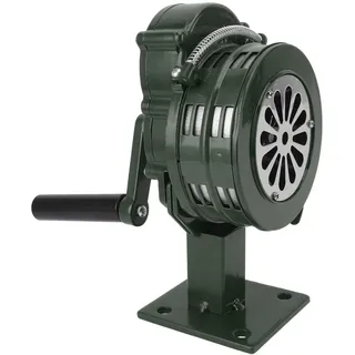 Wifehelper Luftschutzsirene mit Klemmhalterung, Handbetriebene Luftschutzsirene mit 110 DB und Lauter Kurbel, Selbstschutz-Sicherheitsalarmsirene mit Kurbel aus Aluminiumlegierung (Green)