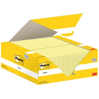 Post-it 18 + 6 GRATIS: Post-it® Haftnotizen gelb, 18 Blöcke + GRATIS 6 Blöcke