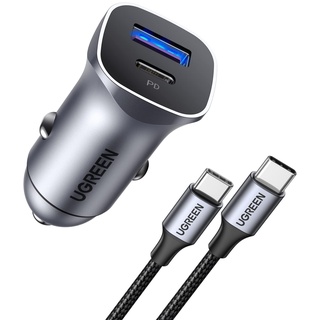 UGREEN Zigarettenanzünder USB C 30W Auto Ladegerät PD&QC 3.0 KFZ Ladegerät USB C PPS mit 1m USB-C Kabel kompatibel mit iPhone 15 Pro Max,15,14 Pro,14 Pro Max,13,12, iPad Pro, Galaxy S24, S23, A53