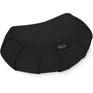 4FIZJO Halbmond Yogakissen mit Buchweizenschalen, Meditationskissen, Natürliche Füllung, Sitzkissen Perfekt für bequemes Yoga, Meditation, Achtsamkeit | 40x30x12 cm | Schwarz