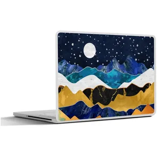 MuchoWow Laptop-Aufkleber Nacht - Gold - Marmor - Abstrakt - Landschaft - Berg, (1tlg), Selbstklebendes Laptop Folien Cover, Sticker, Kratzschutz, 40x30 cm bunt Ø 50.00 cm x 40 cm x 30 cm