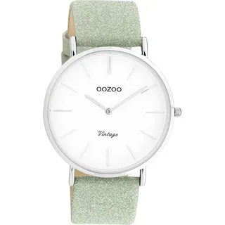 Oozoo Damen Armbanduhr grün Analog Vintage Series Lederarmband UOC20146
