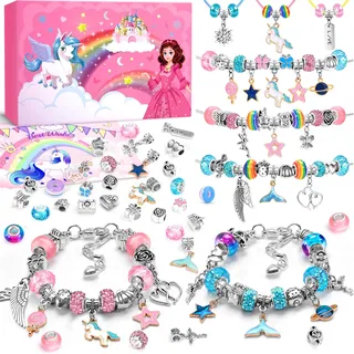 inomo Einhorn Geschenke für Mädchen, Weihnachtsgeschenke für Kinder 6-12 Jahre | Armbänder Selber Machen Set, Bastelset ab 6 Jahre, Nikolaus Geschenke Kinder Weihnachtsgeschenke für Mädchen6-12 Jahre