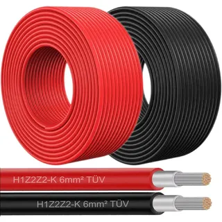 Solarkabel 6mm2 Solar PV Solarleitung Kabel für Solarmodule 5 - 100m Farben:Schwarz;Länge Kabel:50 Meter
